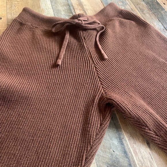 Brown Ribbed Knit Joggers - Picture 2 of 7